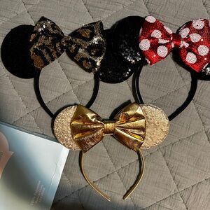 Set of Three Disney Mouse Ear Headbands with Bows